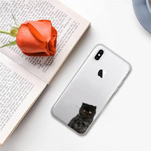 Load image into Gallery viewer, Cute black cat Phone Case for iphone 13 11 12 pro XS MAX 8 7 6 6S Plus X 5S SE 2020 XR case Cute Cat Slim Fit Glossy Stylish Cover Soft Shockproof Phone Case