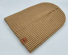 Load image into Gallery viewer, HAAKWEAR Cuffed Wide Ribbed Striped Beanie / Hat, Brown / Beige, Limited Edition - Made in USA