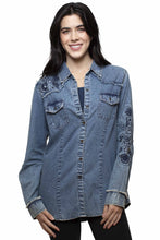 Load image into Gallery viewer, Honey Creek Floral Embroidery - Women's Denim Shirt