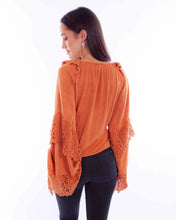 Load image into Gallery viewer, Honey Creek Crochet Sleeves - Women's Western Blouse