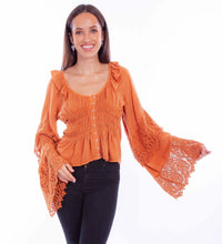 Load image into Gallery viewer, Honey Creek Crochet Sleeves - Women's Western Blouse