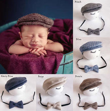 Load image into Gallery viewer, Modern Set Baby Newborn Peaked Beanie Cap Hat Bow Tie Photo Photography Prop Infant Boy Caps In elegant Modern Design