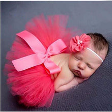 Load image into Gallery viewer, Luxury Modern Elegant Baby Girl Tulle Tutu Skirt and Flower Headband Set Newborn Dress With Big Bow And With Headband