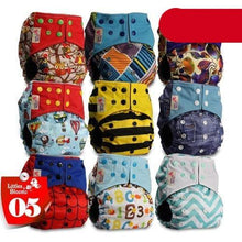 Load image into Gallery viewer, Modern 9/6PCS Set Bamboo Charcoal Washable Real Cloth Pocket NappiesFor Baby Boys and Girls Diaper Set In Modern Design