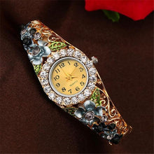 Load image into Gallery viewer, Elegant Watch Gold Luxury Women Watch Colorful Abstract Enamel Paint Crystal Rhinestone Bangle Wristwatches Bracelet Watch For Women Ladies and Girls