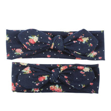 Load image into Gallery viewer, Modern Handmade Mother Baby Turban Matching Headband Mom Daughter Rabbit Ears Headbands Floral Print Bow