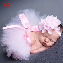 Load image into Gallery viewer, Luxury Modern Elegant Baby Girl Tulle Tutu Skirt and Flower Headband Set Newborn Dress With Big Bow And With Headband