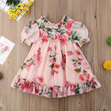 Load image into Gallery viewer, Cute Baby Girls Dress with Flower Puff Sleeves A -line Dress For Baby Girls for Holiday Party