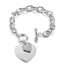 Load image into Gallery viewer, Gold Love Heart Charm Bracelets For Women Accessories Silver Color Link Chain Bracelets & Bangles Trendy Jewelry Design