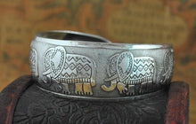 Load image into Gallery viewer, Big Elegant Luxury Amazing Classic Fashion Flower Metal Tibetan Indian Silver Vintage Retro Fashion Cuff Bracelet Bangle For Woman With Details of Animals