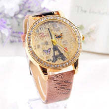 Load image into Gallery viewer, Fashion Paris Style Tower Butterfly PU Leather Women Watch Wrist Watch Ladies Watch For Women and Ladies and Girls