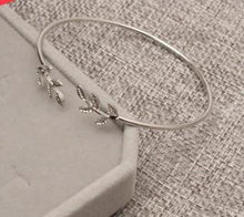 Load image into Gallery viewer, Elegant Silver Gold Leaf Fashion Simple Gold Silver Plated Cuff Bracelets For WomenIn Modern Jewelry style
