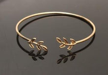 Load image into Gallery viewer, Elegant Silver Gold Leaf Fashion Simple Gold Silver Plated Cuff Bracelets For WomenIn Modern Jewelry style