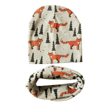 Load image into Gallery viewer, Modern Children Girls Cartoon Sheep Printing Cotton Hat and Scarf Animal Pattern Kids Caps Baby Beanie