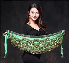 Load image into Gallery viewer, 1PC New Style Belly Dance Belt Newest Multi-color Glass Silk Velvet Dancing Belt Scarf Crystal BellyDance Waist Chain Hip Scarf