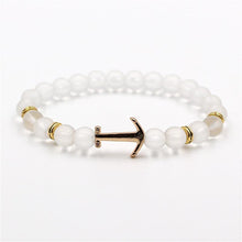 Load image into Gallery viewer, Modern Color Natural Stone Amazing Anchor Elegant Bracelet Nice Arrow White Black Onyx Lava Beads Luxury Bracelets For Women And Men Jewelry