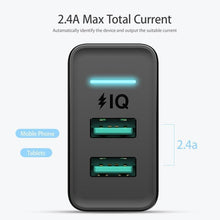 Load image into Gallery viewer, Portable Dual USB Black Charger 5V 2.4A Fast Charging Wall Charger Adapter EU Plug Mobile Phone Gadgets