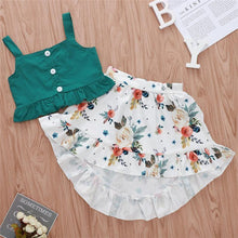 Load image into Gallery viewer, Stilish 2Pcs Baby Girl Toddler Dress For Baby Girl with Ruffle Tops Floral Dress Set In Modern Flower Interetsing Design For Girls Kids