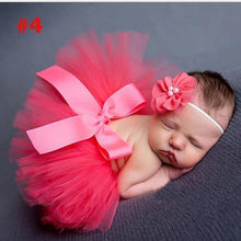 Load image into Gallery viewer, Luxury Modern Elegant Baby Girl Tulle Tutu Skirt and Flower Headband Set Newborn Dress With Big Bow And With Headband
