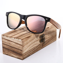 Load image into Gallery viewer, Luxury Handmade Polarized Handmade Bamboo Wood Universal Sunglasses In Zebra Wood Style Vintage Wooden Frame Male Driving Sun Glasses Shades Gafas With Box and UV400Protection