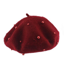 Load image into Gallery viewer, Modern Art Wool Baby Hat with Pearls Cat Candy Color Retro Baby Girl Cap Kids Beret Hats for Girls