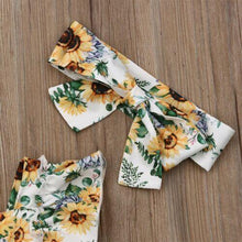 Load image into Gallery viewer, Modern Elegant Baby Girl Floral Romper Jumpsuit Playsuit Clothes Sun suit Baby Clothing WIth Sunflower Design And Bow