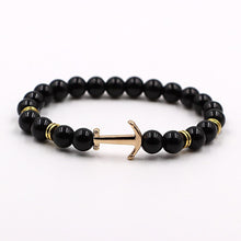 Load image into Gallery viewer, Modern Color Natural Stone Amazing Anchor Elegant Bracelet Nice Arrow White Black Onyx Lava Beads Luxury Bracelets For Women And Men Jewelry