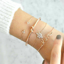 Load image into Gallery viewer, Fashion Bohemia Leaf Round Knot Cuff Bangle Gold Chain Charm Bracelet for Women Simple Geometric Bracelets Luxury Jewelry