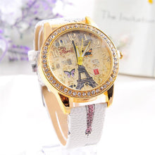 Load image into Gallery viewer, Fashion Paris Style Tower Butterfly PU Leather Women Watch Wrist Watch Ladies Watch For Women and Ladies and Girls