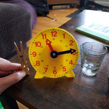 Load image into Gallery viewer, Montessori Student Learning Clock Time Teacher Gear Clock 4 Inch 12/24 Hour Plastic Mini Geared Clock, Learning Clock Classroom Kit, Clock for Kids Learning to Tell Time, Yellow Practice Clock for Kids, Teaching Clock, School Supplies