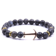 Load image into Gallery viewer, Modern Color Natural Stone Amazing Anchor Elegant Bracelet Nice Arrow White Black Onyx Lava Beads Luxury Bracelets For Women And Men Jewelry
