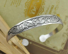 Load image into Gallery viewer, Big Elegant Luxury Amazing Classic Fashion Flower Metal Tibetan Indian Silver Vintage Retro Fashion Cuff Bracelet Bangle For Woman With Details of Animals