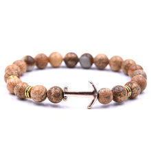 Load image into Gallery viewer, Modern Color Natural Stone Amazing Anchor Elegant Bracelet Nice Arrow White Black Onyx Lava Beads Luxury Bracelets For Women And Men Jewelry