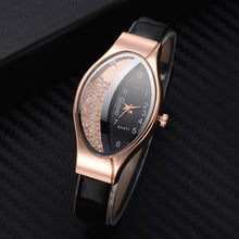 Load image into Gallery viewer, Women Fashion Luxury Watch Leather Strap Women Bracelet Clock Ellipse Rhinestone PU Sport Quartz Watch Wrist Watches For Women and Girls