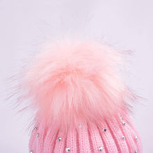 Load image into Gallery viewer, Luxury Baby Kids Pompom Newborn Baby Hat Cap Knitted Warm Hats With Rhinestone for Baby Girl/Boy Beanie Soft Toddler Hat