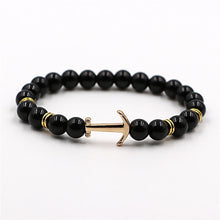 Load image into Gallery viewer, Modern Color Natural Stone Amazing Anchor Elegant Bracelet Nice Arrow White Black Onyx Lava Beads Luxury Bracelets For Women And Men Jewelry