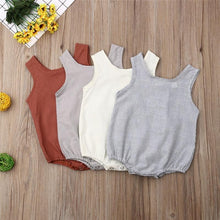 Load image into Gallery viewer, Newborn Baby Girl Boy Clothes Cotton Linen Sleeveless Button Bodysuit Outfits Set Jumpsuit Romper