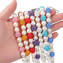 Load image into Gallery viewer, Handmade Shiny Pacifier Clip Chain Infant Nipple Holder Wooden Beaded Crystal Nipple Leash Strap Metal Pacifier Clips For Baby