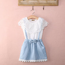 Load image into Gallery viewer, Toddler Kid Girl Ruffles Tops T-shirt  Strap Dress Outfit Cute Clothes Set Perfect Gift Unique Design