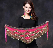 Load image into Gallery viewer, 1PC New Style Belly Dance Belt Newest Multi-color Glass Silk Velvet Dancing Belt Scarf Crystal BellyDance Waist Chain Hip Scarf