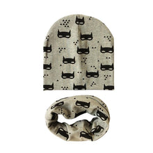 Load image into Gallery viewer, Modern Children Girls Cartoon Sheep Printing Cotton Hat and Scarf Animal Pattern Kids Caps Baby Beanie