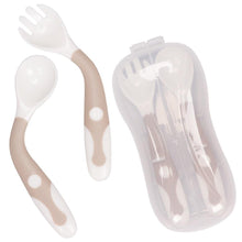 Load image into Gallery viewer, Baby Own Spoon and Fork Set With Travel Safe Case Toddler Babies Children Feeding Training Spoon Easy Grip Heat-Resistant Spoon