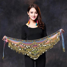 Load image into Gallery viewer, 1PC New Style Belly Dance Belt Newest Multi-color Glass Silk Velvet Dancing Belt Scarf Crystal BellyDance Waist Chain Hip Scarf