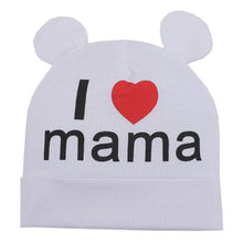 Load image into Gallery viewer, Modern Baby Hat Cute Ear Cotton Girls Cap Scarf Infant Hats Finger love Kids Boys Knitted Cap Winter hat I love mama/pap Cap