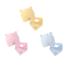 Load image into Gallery viewer, Cute Kids Hat Cap with Bibs Candy Solid Colors Beanies Cotton Born Baby Hat Bibs Toddler Infant Caps For Kids Baby