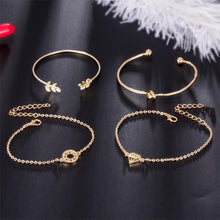 Load image into Gallery viewer, Fashion Bohemia Leaf Round Knot Cuff Bangle Gold Chain Charm Bracelet for Women Simple Geometric Bracelets Luxury Jewelry