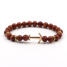 Load image into Gallery viewer, Modern Color Natural Stone Amazing Anchor Elegant Bracelet Nice Arrow White Black Onyx Lava Beads Luxury Bracelets For Women And Men Jewelry