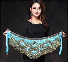Load image into Gallery viewer, 1PC New Style Belly Dance Belt Newest Multi-color Glass Silk Velvet Dancing Belt Scarf Crystal BellyDance Waist Chain Hip Scarf