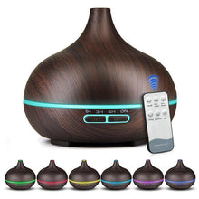 Load image into Gallery viewer, 550ml Aroma Air Humidifier Essential Oil Diffuser Aromatherapy Electric Ultrasonic cool Mist Maker for Office Home Bedroom Living Room Study Yoga Spa - Wood Grain, 7 Colors LED Light