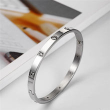 Load image into Gallery viewer, Rose Gold Women's Bracelets Crystal Bangles for Women Bohemian Stainless Steel Fashion Jewelry Love Valentines Day Gift